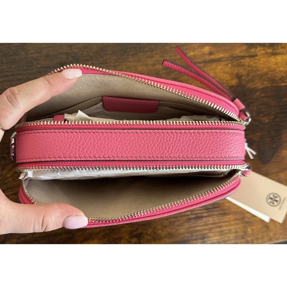 Tory Burch Pink Love Pebble Leather Mini Miller Crossbody Bag Clutch 145667 NWT - Picture 7 of 16